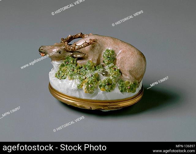 Snuffbox in the Form of a Stag. Factory: Ludwigsburg Porcelain Manufactory (German, 1758-1824); Date: ca. 1760; Culture: German