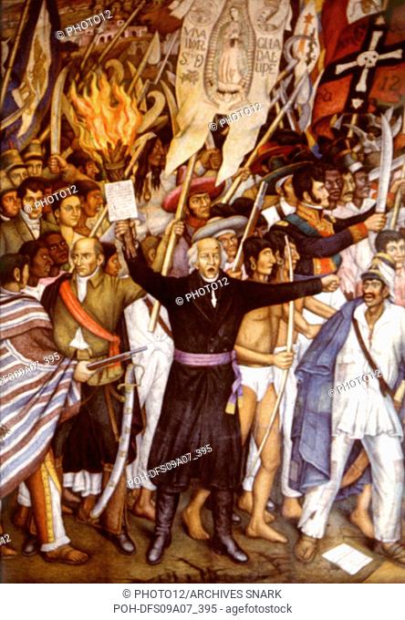 Fresco by Juan O'Gorman Independence altarpiece. Detail: Hidalgo proclaiming independence  Mexico, Chapultepec castle 1923 Mexico Photo12