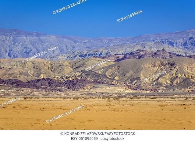 Mountains seen from Highway 65 in Arabah area of Jordan