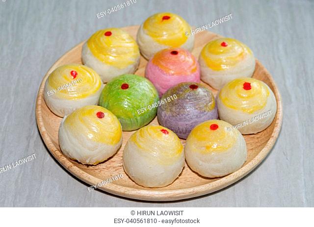 Asian Traditional Dessert, Moon Cake, Thai Cake or Chinese Pastry. Delicious Dessert