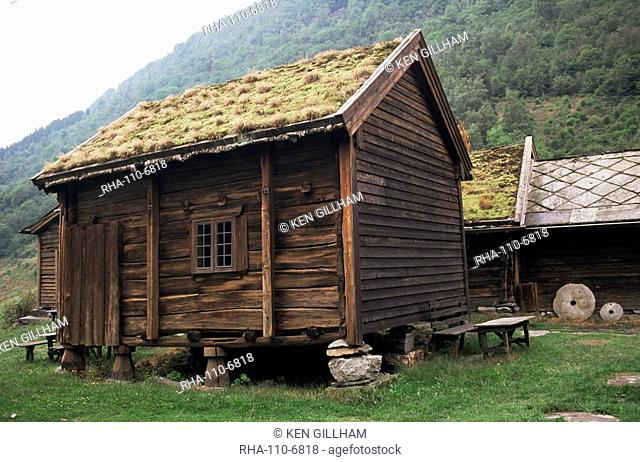 Traditional farm dwellings, Molstertonet Farm Museum, Voss, Norway, Scandinavia, Europe