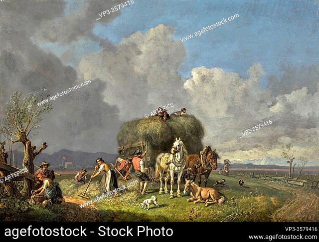 Burkel Heinrich - the Hay Harvest - German School - 19th and Early 20th Century