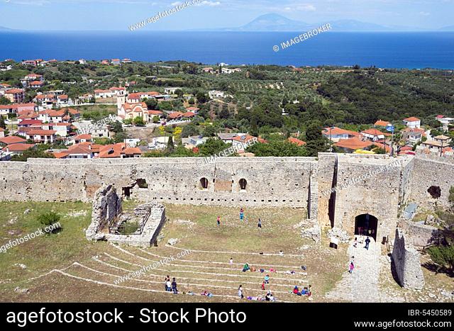 Castle and village, Kastro Chlemoutsi, Kastro, Elis, Peloponnese, Greece, Europe