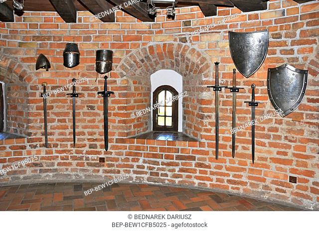 Castle of the Teutonic Order and West Kashubia Museum in town Bytow, Pomeranian Voivodeship, Poland. Rooms with museum collections