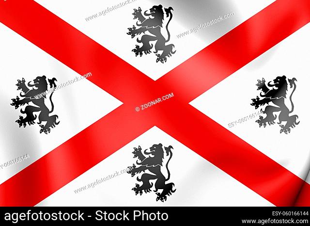 3D Flag of Seraing (Liege province), Belgium. 3D Illustration