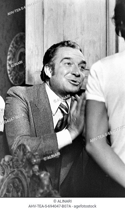 The actor Ugo Tognazzi during the filming of the movie The property is no longer a theftof 1973, directed by Elio Petri, shot 26/10/1972 by Sansone