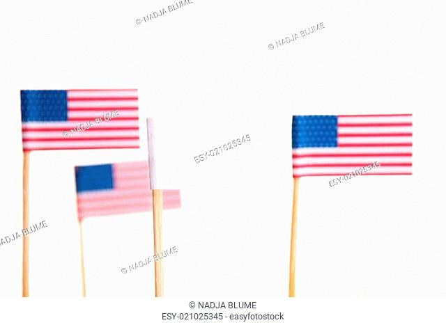 American Flags and a White Flag