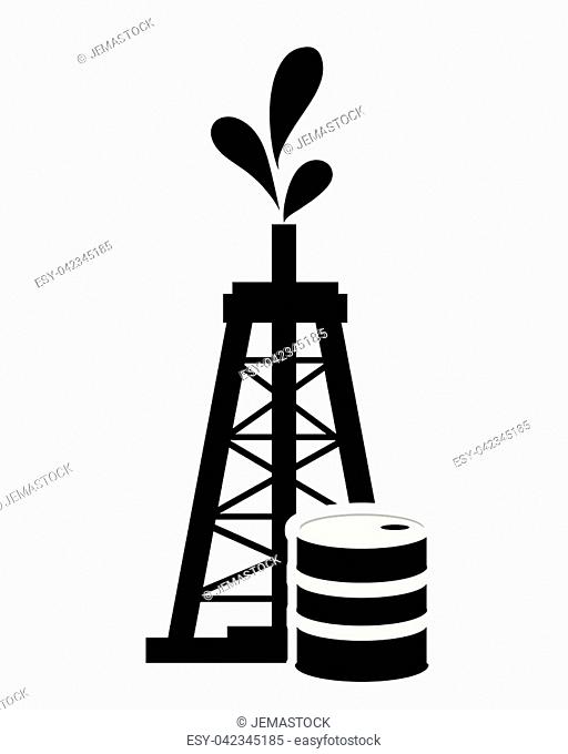 flat design oil rig and icon vector illustration