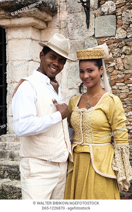 Dominican Republic, La Romana, Altos de Chavon, Dominican dancing couple in costume, R, MR-DRE-09-04, MR-DRE-09-05