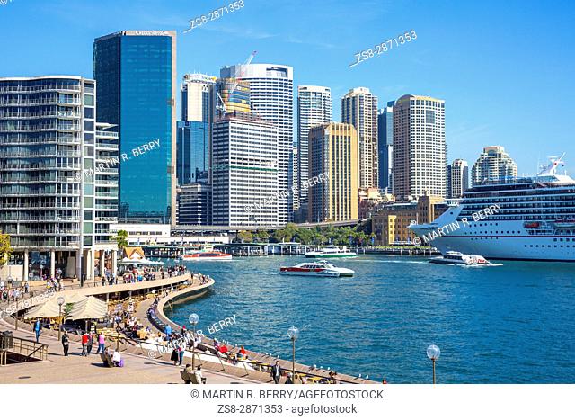 Circular Quay and harbour in Sydney city centre, New South Wales, Australia