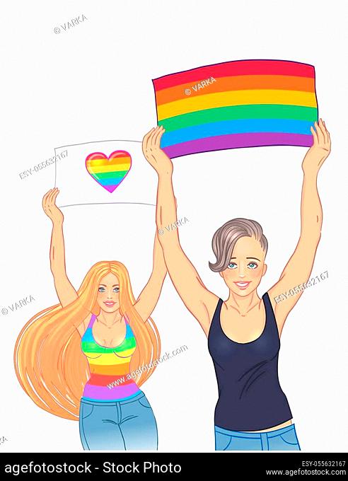 LGBT poster design. Gay Pride. LGBTQ concept. Isolated vector colorful illustration. Sticker, patch, t-shirt print, greeting card, banner