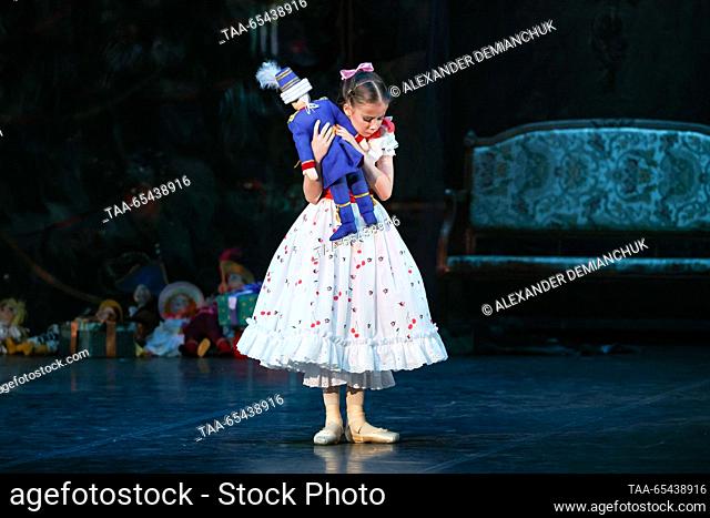 RUSSIA, ST PETERSBURG - DECEMBER 2, 2023: A Yacobson Ballet dancer performs during the dress rehearsal of Russian composer Pyotr Tchaikovsky's The Nutcracker...