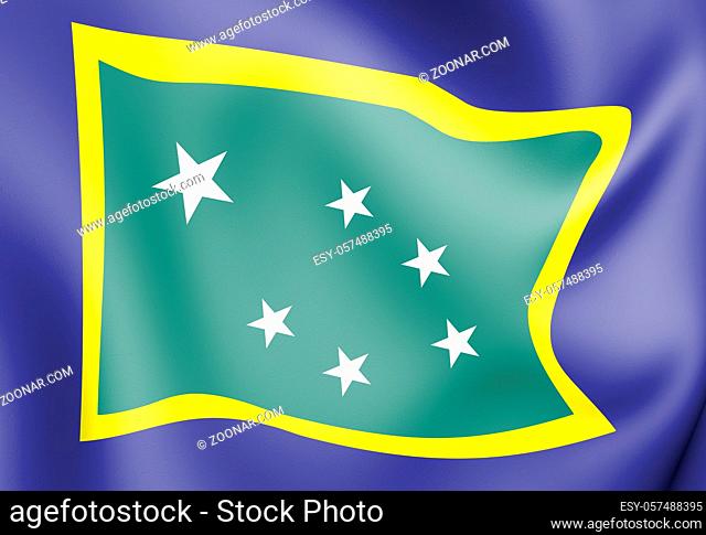 3D Flag of Araci (Bahia State), Brazil. 3D Illustration
