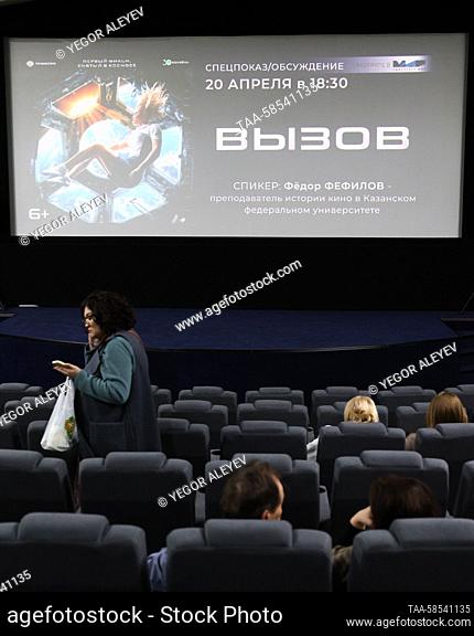 RUSSIA, KAZAN - APRIL 20, 2023: Viewers take their seats ahead of a special screening of the 2023 Russian drama film The Challenge