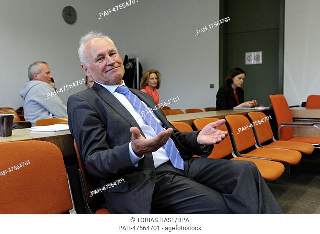 Former Bavarian Minister of Finance, Erwin Huber (CSU) sits in the courtroom as witness before the start of a court session in the trial against former managers...