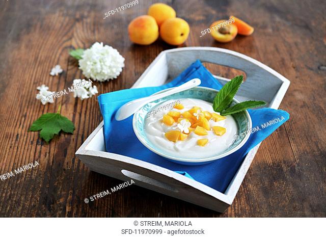 Yoghurt with apricots and mint