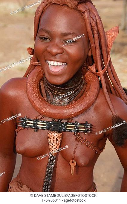 beautiful young Himba woman in northern Namibia