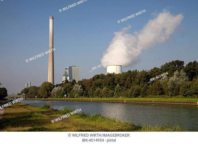Heil Power Station on Datteln-Hamm Canal, Rünthe, Bergkamen, Ruhr district, North Rhine-Westphalia, Germany
