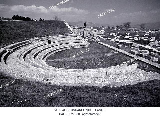 The Theatre, Samnite monumental complex of the Great Temple and Theatre, late 2nd century bC, Bovianum Vetus, Pietrabbondante, Molise, Italy