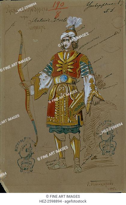 Costume design for the opera Ruslan and Lyudmila by M. Glinka, 1885. Found in the collection of the State Museum of Theatre and Music Art, St