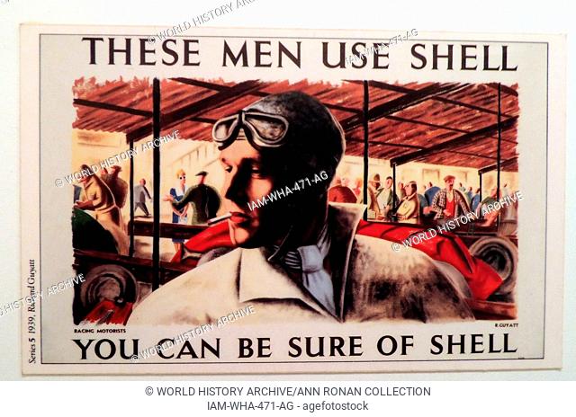 Advertising postcard from Shell Oil circa 1930's at Upton House in the English county of Warwickshire. In 1927 the estate was acquired by Walter Samuel