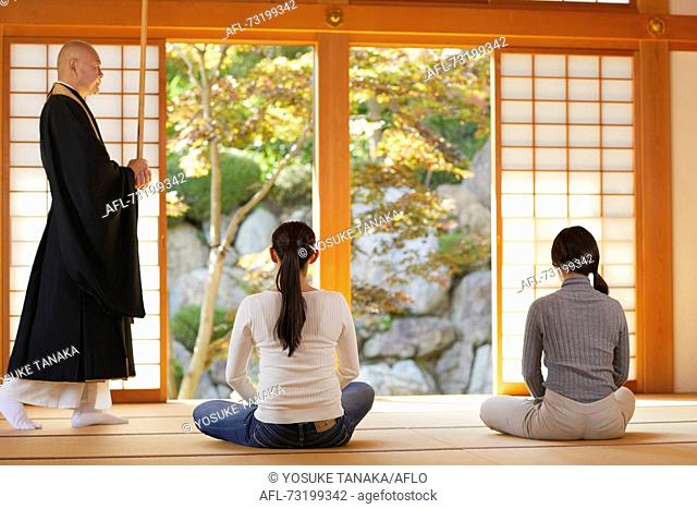 Japanese priest preaching zen meditation