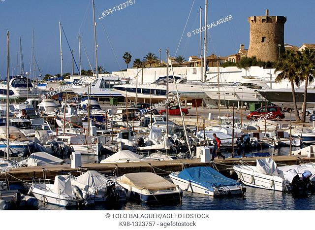 Puerto de Sa Rapita Torre de Sa Rapita s XVI Migjorn Campos Mallorca Balearic Islands Spain