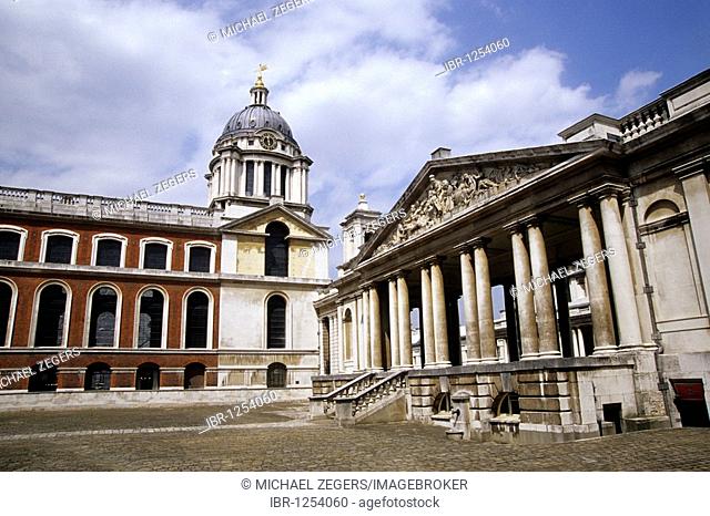 Old Royal Naval College, the former royal military school for the Navy, University of Greenwich in the east of the city, London, England, UK, Europe