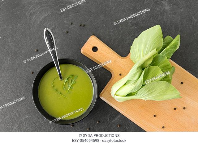 bok choy chinese cabbage cream soup in bowl