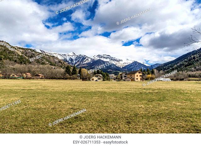 Landscape with houses at Seigne des Alps in France