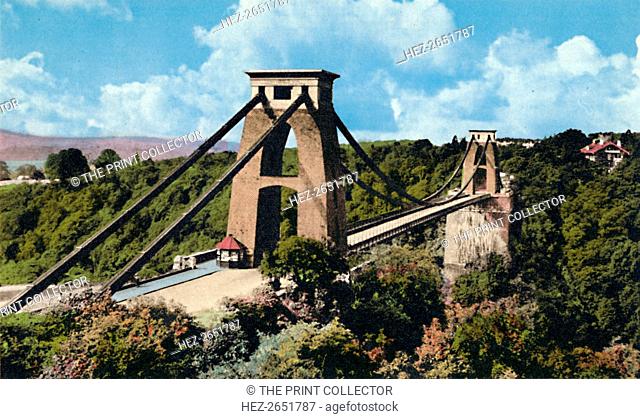 'Clifton Suspension Bridge from the Observatory', c1940s. From Six Latest Views of Bristol. [Harvey Barton, Aberdeen and Bristol]