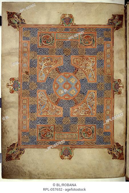 St Mark's Gospel, carpet page Whole folio Carpet page opening St Mark's Gospel Image taken from Lindisfarne Gospels. Originally published/produced in N