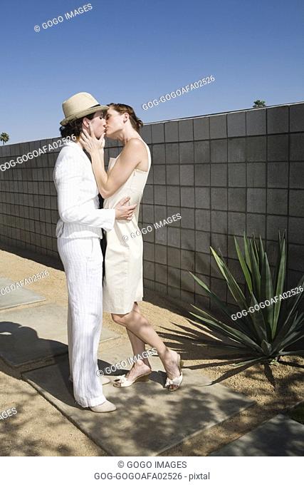 Lesbian couple kissing