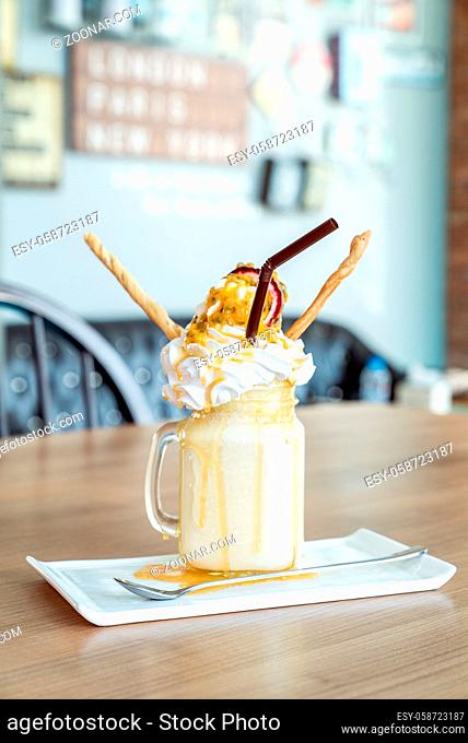 Passion fruit Smoothie with whipping cream