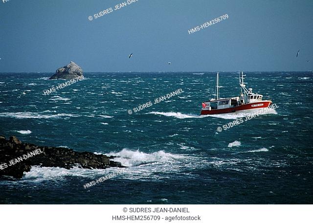 France, Finistere, Ile d'Ouessant, fishing boat