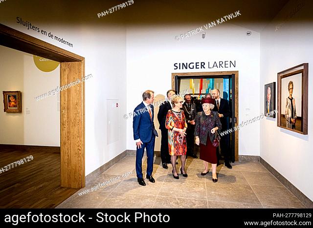 Princess Beatrix of The Netherlands arrives with her new Royal car at the opening of the new museum wing of Singer Laren on March 8, 2022 in Laren, Netherlands