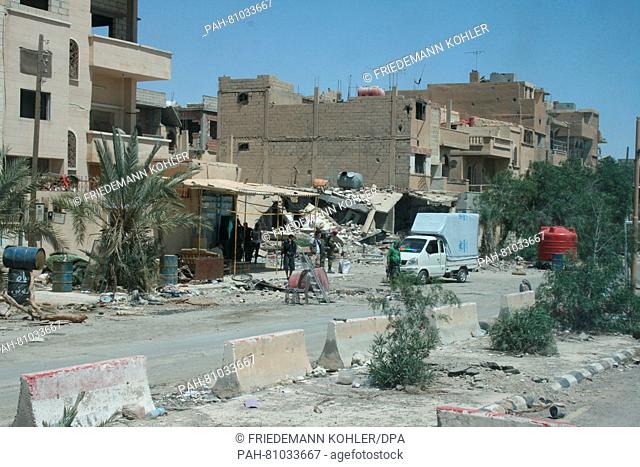 Destroyed buildings in Palmyra,  Syria, 05 May 2016. Syrian troups, supported by the Russian Armed Forces, have recaptured the city occupied by militant group...