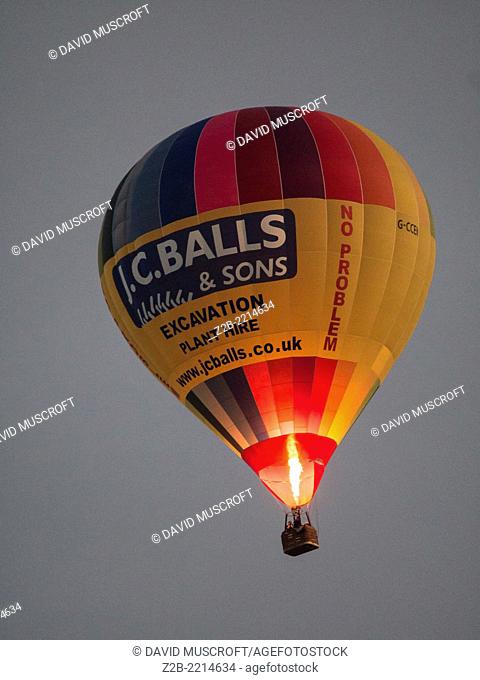 Hot air ballon at dusk, UK