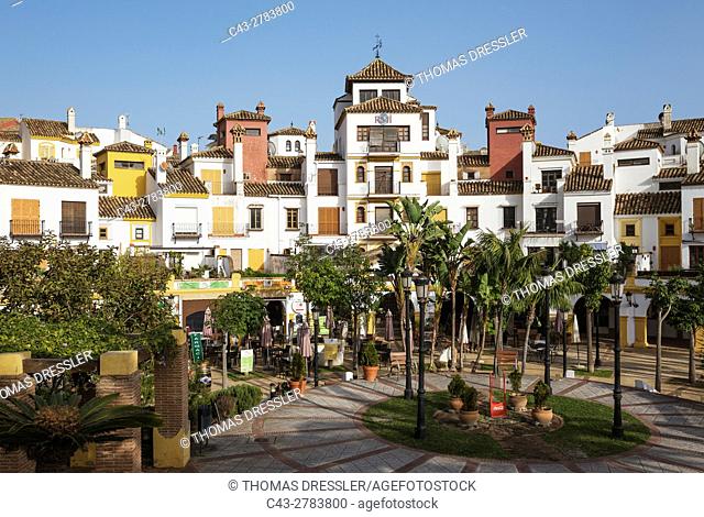 Andalusian architecture prevails in many contemporary urbanizations like La Alcaidesa at the Mediterranean Sea. Cadiz province, Andalusia, Spain
