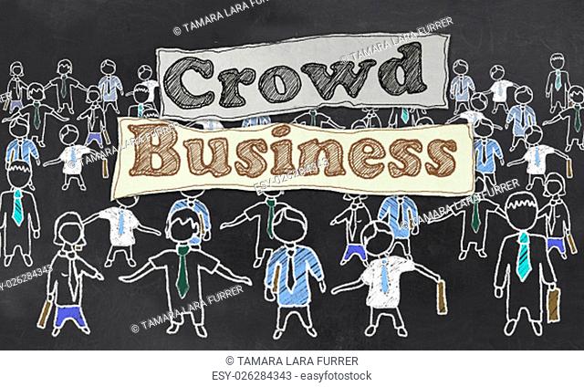 Crowd Business Illustration on Blackboard