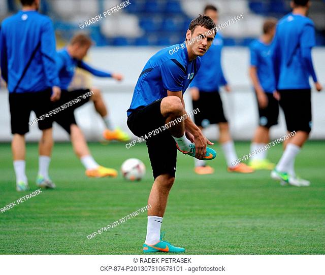 Liberec player Serhiy Rybalka trains prior to the 3rd qualifying round of the European League, Liberec vs FC Curych, in Liberec, Czech Republic, July 31, 2013