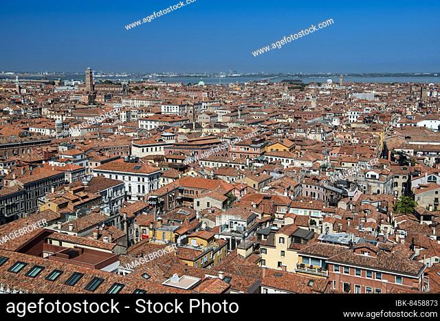 View from the Campanile, bell centre of San Marco, towards the Santa Croce district, Venice, Veneto, Italy, Europe