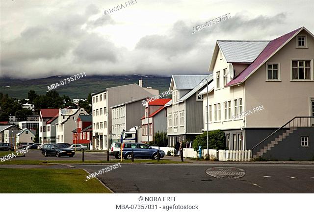 Houses, mountain, Iceland, Akureyri