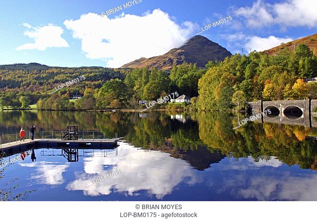 Scotland, Stirlingshire, Stirling, Autumn reflections on Loch Lomond