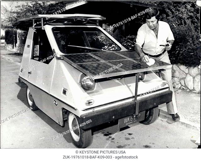 Oct. 18, 1976 - The 'Ugly Duckling' Makes its Debut - The World's First Civilian Car Partially Powered by Solar Energy: A two-seater car known as they 'Ugly...