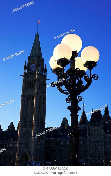 Peace Tower and Lamp Post, Parliament Buildings, Ottawa, Ontario, Canada
