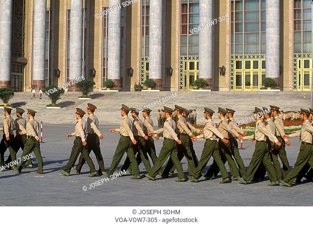 The People's Liberation Army in Tiananmen Square in Beijing in Hebei Province, People's Republic of China