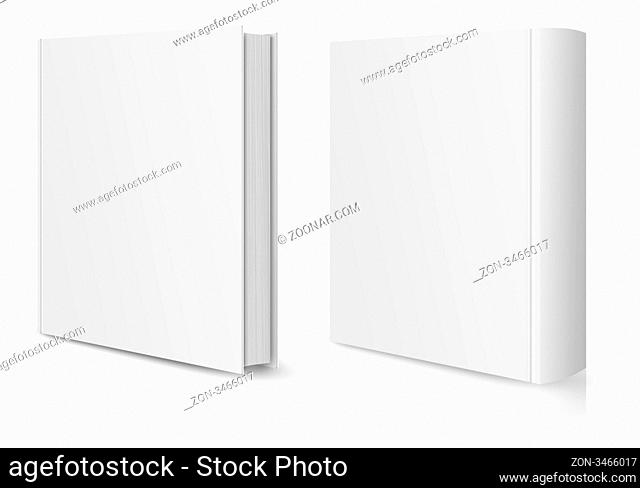 front and back view of Blank book cover white
