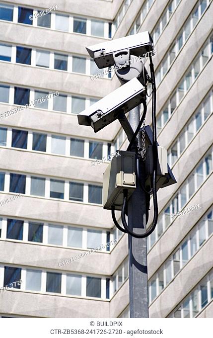 Security cameras at Lunar House, home of headquarters of the UK Border Agency, Croydon, South London, UK