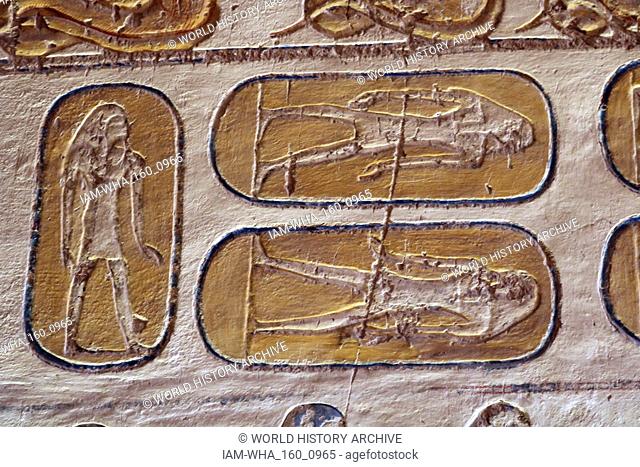 A photograph taken within Tomb KV1, located in the Valley of the Kings in Egypt, used for the burial of Pharaoh Ramesses VII of the Twentieth Dynasty